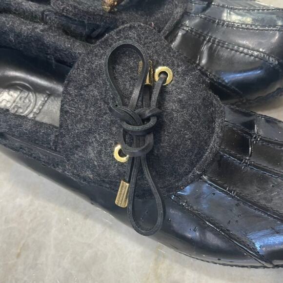 Tory Burch black patent leather duck rain shoes sz 11/41 - Picture 3 of 16
